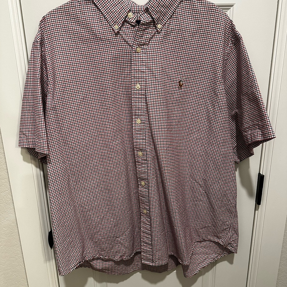 Ralph Lauren Red and White Checkered Button Down Shirt